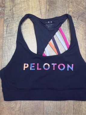 Peloton Small Strappy Sports Bra Black Workout Gym Yoga Multicolor Pullover